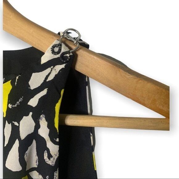 Robert Rodriguez Womens Dress Size 2 Silk One Shoulder Black & Yellow Abstract - Picture 4 of 11